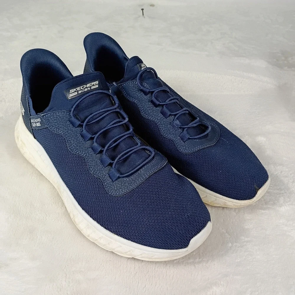 Skechers Bobs Slip-ins Sneaker Mens 10.5 Navy Blue Athletic Comfort Walking Shoe